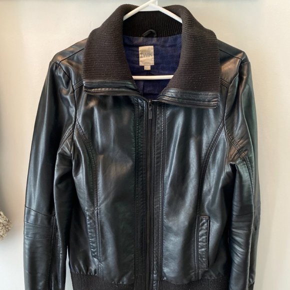 Twik from Simons Vegan/Faux Leather Black Bomber Jacket - Picture 2 of 6